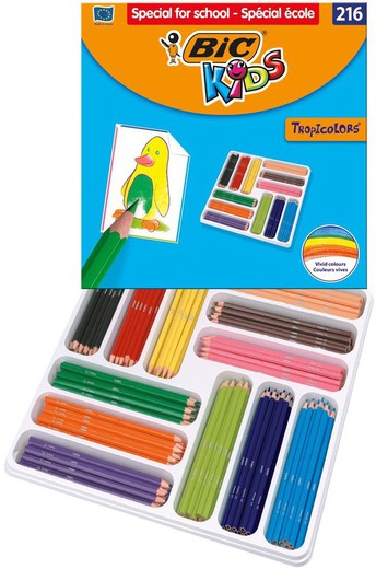 Crayons de couleur Tropicolors. Paquet de 216 unités