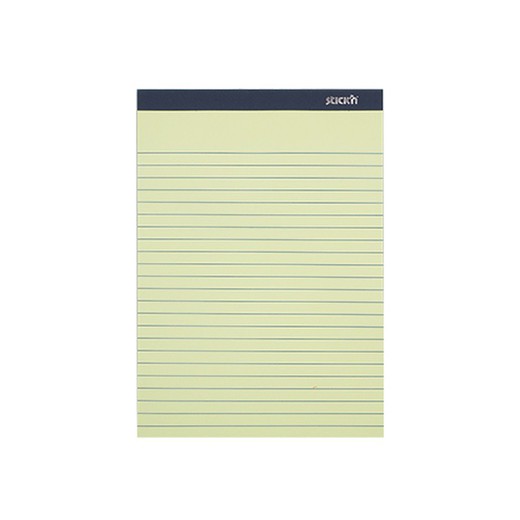 Caderno de notas autoadesivas 254x178mm com linhas amarelas