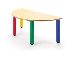 Mesa infantil semicircular con patas de polipropileno en 4 colores