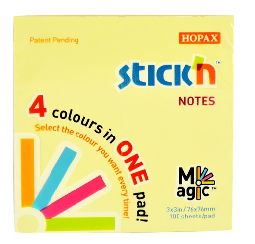 Notes autocollantes MAGIC couleurs pastel 76x76 mm
