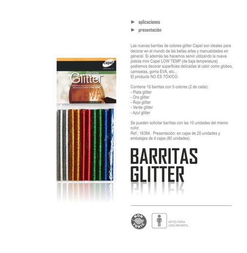 Pack 10 barras termofusibles color glitter