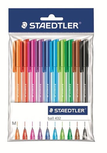 Pack 10 stylos triangulaires staedtler 432