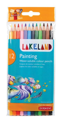 Pacote com 12 lápis de cor Derwent Lakeland solúveis em água