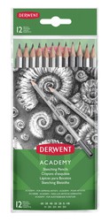 Pack 12 crayons graphite Derwent - graduation 5H-6B