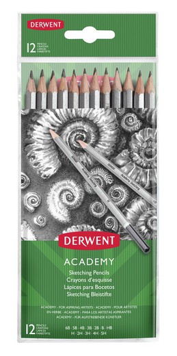 Pack 12 lápis de grafite Derwent - graduação 5H-6B