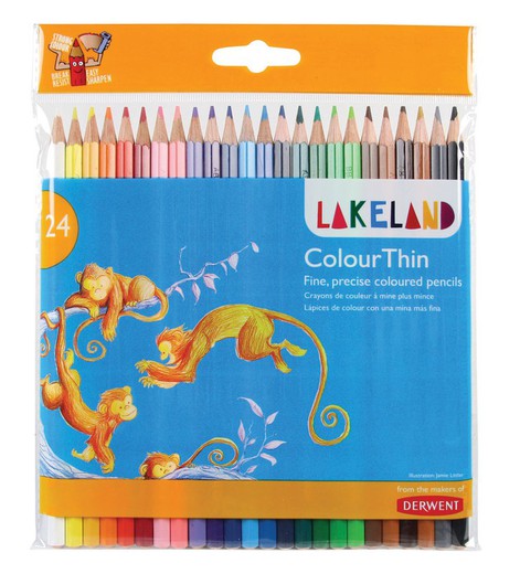 Pack 24 crayons de couleur Derwent Lakeland à pointe plus fine