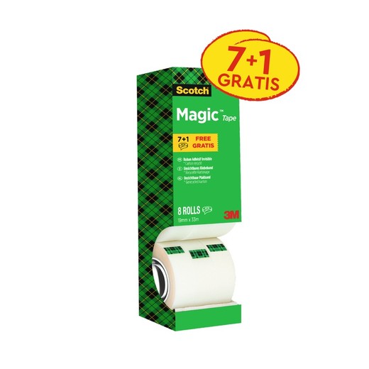 Pack 7+1 Rollos Cinta invisible 19 mm x 33 m Magic 810PCK8 7100026960