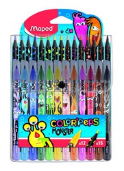 Pacote com 12 marcadores + 15 tintas color' peps monster