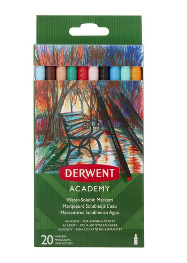 Pacote de 20 marcadores Derwent "Art" de ponta fina