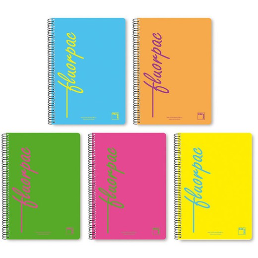 Pack de 5 cuadernos FLUORPAC tapa de plástico flúor