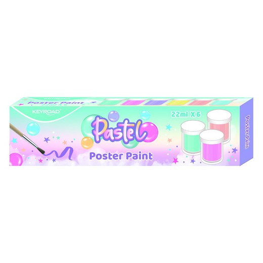 Pack de 6 botes de témperas Keyroad pastel