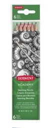 Lot de 6 crayons graphite Derwent - graduation 2H-3B