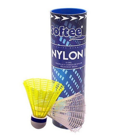Pack de 6 volantes para badminton nylon i