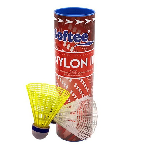 Pack de 6 petecas para badminton nylon iii