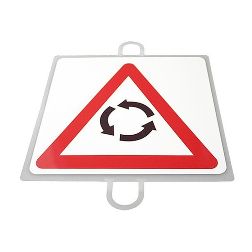 Panel de señalización de tráfico para picas. Rotonda