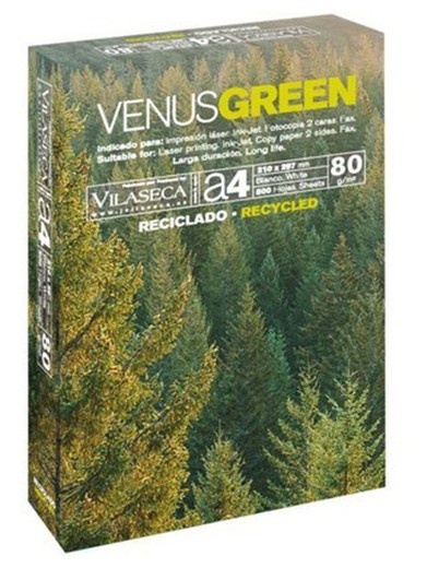 Papel reciclado 100% venus green 80 gramos
