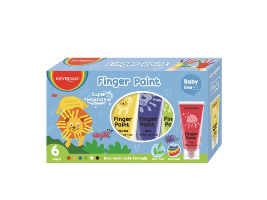 Pintura Infantil Para Dedos 6 Colores 60Ml