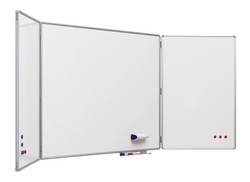 Quadro branco de parede tríptico 720-t em aço vitrificado