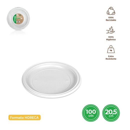 Prato Plat Rond Blanc Ø20,5 cm Réutilisable 100 unités