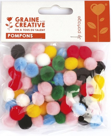 Pompones 10mm 65 unidades