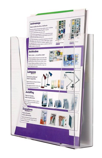 Suporte de brochura vertical A4 de parede em pvc cristal