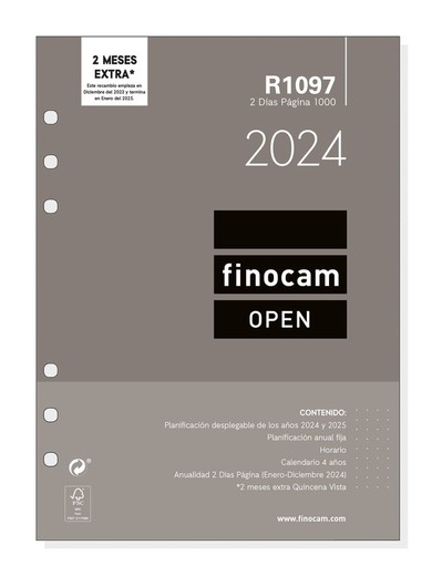 Recambio anual agenda Open R1097 6 taladros 2024 1000-155x215 2 Días Página