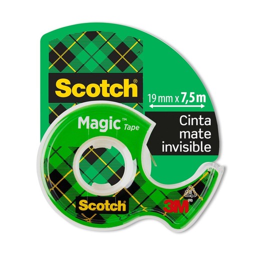 Cinta invisible Scotch Magic 19 mm x 7,5 m + dispensador portátil