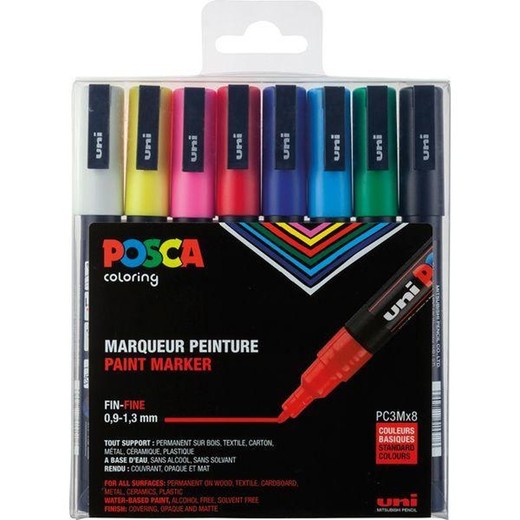 Rotuladores Posca Unicolor PC5M. Set de 8 surtidos