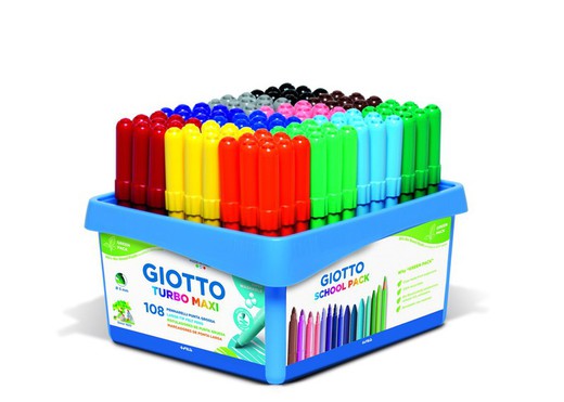 Pack scolaire avec 108 unités de Giotto Turbo Maxi