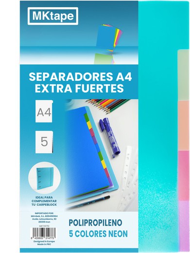 Separadores Calidad Extra MKTape Din A4