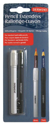 Conjunto de 2 extensores de lápis Derwent (um para lápis de corpo pequeno e um maior para Inktense ou Artistas)