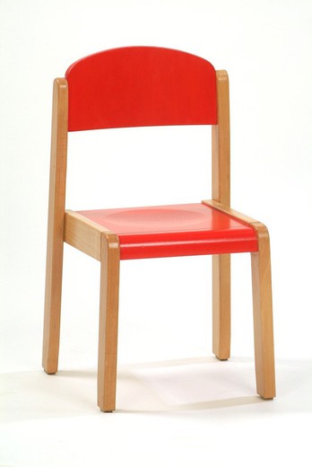 Cadeira infantil de madeira sem braços em 4 alturas e 4 cores