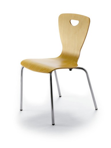 Cadeira modelo 211 em cor faia empilhável e com 33 cm de altura