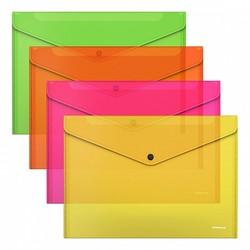 Envelope porta-documentos A4 semitransparente cores neon