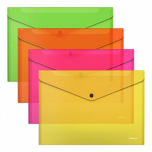 Envelope porta-documentos A4 semitransparente cores neon