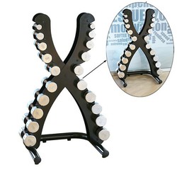 Soporte con juegos de mancuernas cromadas de 1 a 10 kg