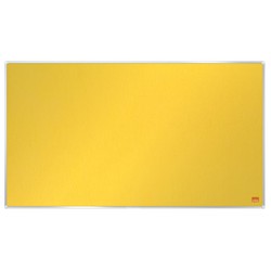 Tablero de anuncios panorámico Nobo Impression Pro en fieltro color amarillo. Cinco tamaños