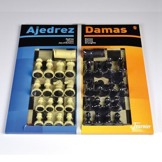 Tableros de madera de ajedrez y ajedrez-damas