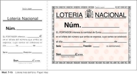 Título da loteria nacional do empréstimo T15