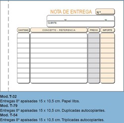 Talonarios de notas de entrega LOAN modelos T32, T79, T54, T57, T91, T92,  T49 y T47 — Cartabon