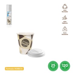 Vaso Cartón 120 cc Con Tapa Drink 25 unidades