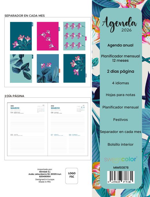 Agenda Anual 2026 2 Días Página Botánica