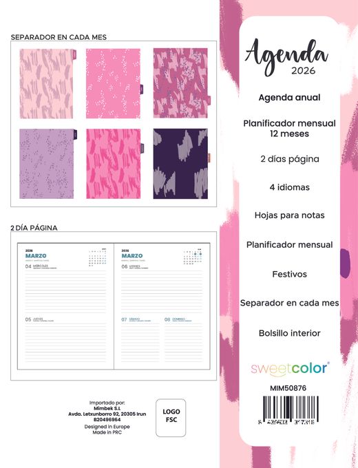 Agenda Anual 2026 2 Días Página Trazos