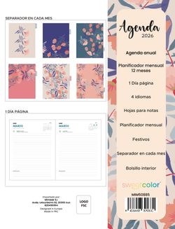 Agenda Anual 2026 Día Página Clavel