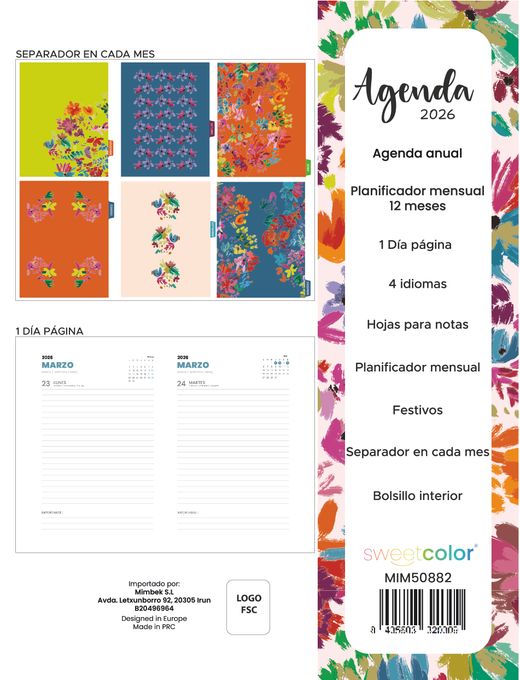 Agenda Anual 2026 Día Página Jardín