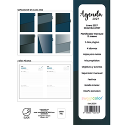 Agenda Anual 2027 2 Días Página Blue Dark
