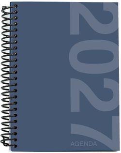 Agenda Anual 2027 A5 Tapa Polipropileno Día Página Azul Oscruo