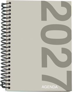 Agenda Anual 2027 A5 Tapa Polipropileno Día Página Gris