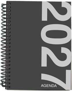 Agenda Anual 2027 A5 Tapa Polipropileno Día Página Negro