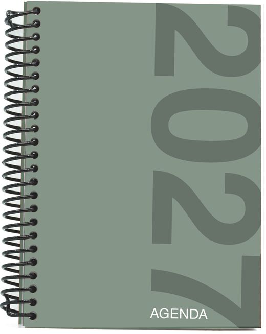 Agenda Anual 2027 A5 Tapa Polipropileno Día Página Verde Tierra